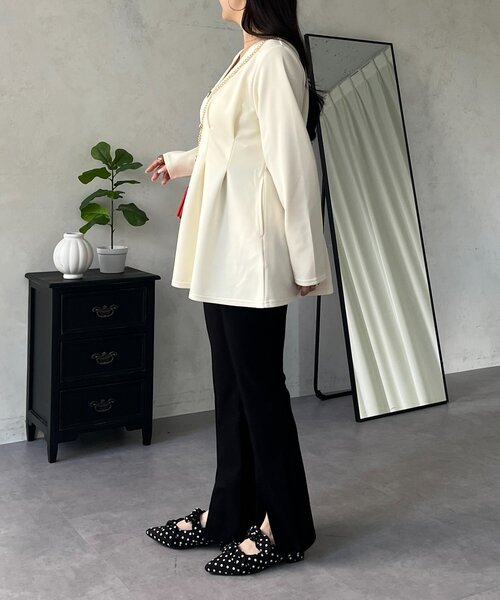 prose verse（プロズヴェール）の「ウエストタックカットカーディガン（カーディガン/ボレロ・レディース・ブラック/アイボリー・LARGE/MEDIUM）」の10枚目の写真