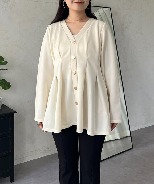 prose verse（プロズヴェール）の「ウエストタックカットカーディガン（カーディガン/ボレロ・レディース・ブラック/アイボリー・LARGE/MEDIUM）」の6枚目の写真