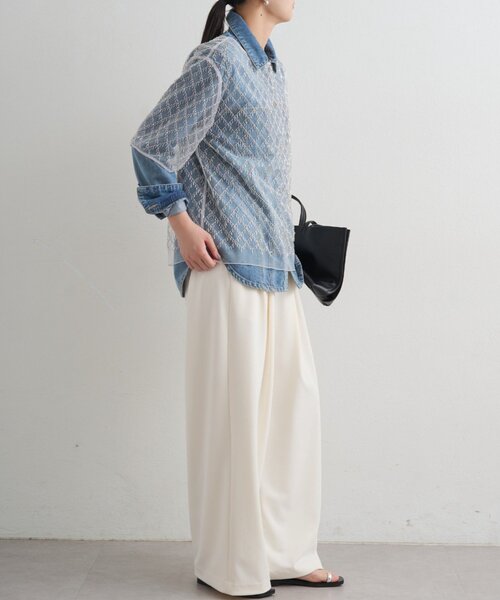 LOUNGEDRESS（ラウンジドレス）の「ビーズシアーハーフスリーブブラウス（シャツ/ブラウス・レディース・オフホワイト/ブラック・FREE）」の5枚目の写真