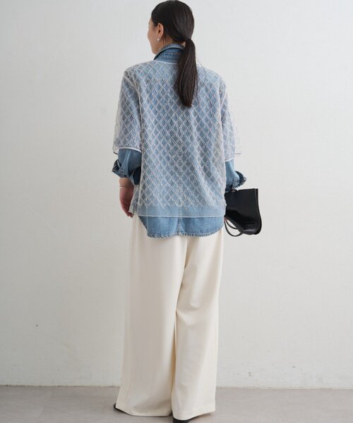 LOUNGEDRESS（ラウンジドレス）の「ビーズシアーハーフスリーブブラウス（シャツ/ブラウス・レディース・オフホワイト/ブラック・FREE）」の6枚目の写真