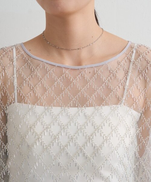 LOUNGEDRESS（ラウンジドレス）の「ビーズシアーハーフスリーブブラウス（シャツ/ブラウス・レディース・オフホワイト/ブラック・FREE）」の14枚目の写真