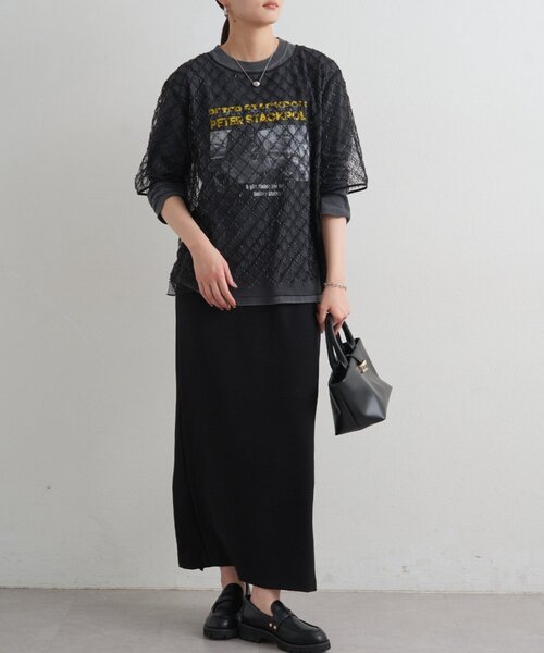 LOUNGEDRESS（ラウンジドレス）の「ビーズシアーハーフスリーブブラウス（シャツ/ブラウス・レディース・オフホワイト/ブラック・FREE）」の18枚目の写真