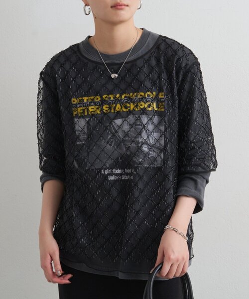 LOUNGEDRESS（ラウンジドレス）の「ビーズシアーハーフスリーブブラウス（シャツ/ブラウス・レディース・オフホワイト/ブラック・FREE）」の21枚目の写真