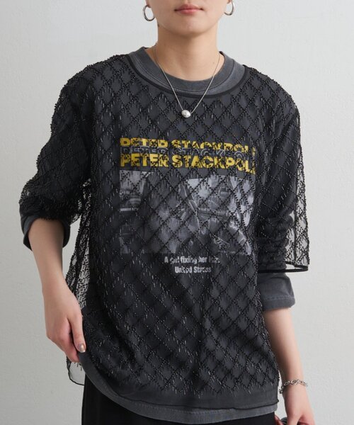 LOUNGEDRESS（ラウンジドレス）の「ビーズシアーハーフスリーブブラウス（シャツ/ブラウス・レディース・オフホワイト/ブラック・FREE）」の22枚目の写真