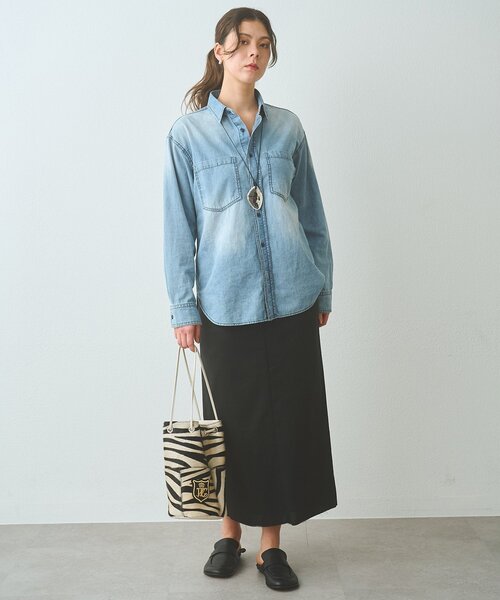 Whim Gazette（ウィムガゼット）の「Iラインスリットスカート（スカート・レディース・ネイビー/チャコールグレー・36/38）」の6枚目の写真