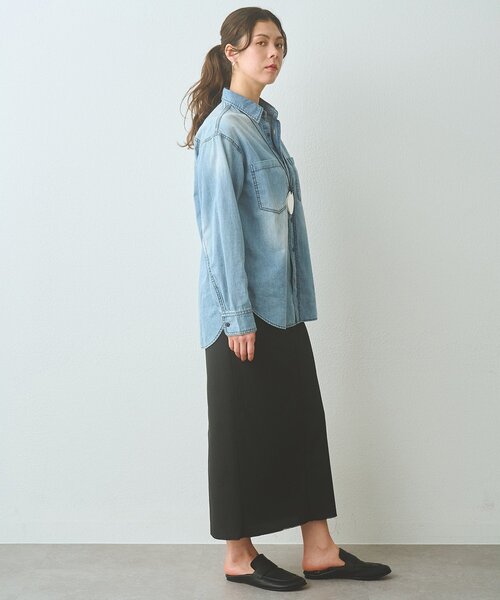 Whim Gazette（ウィムガゼット）の「Iラインスリットスカート（スカート・レディース・ネイビー/チャコールグレー・36/38）」の9枚目の写真