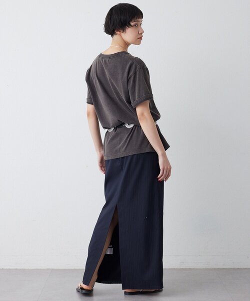 Whim Gazette（ウィムガゼット）の「Iラインスリットスカート（スカート・レディース・ネイビー/チャコールグレー・36/38）」の16枚目の写真