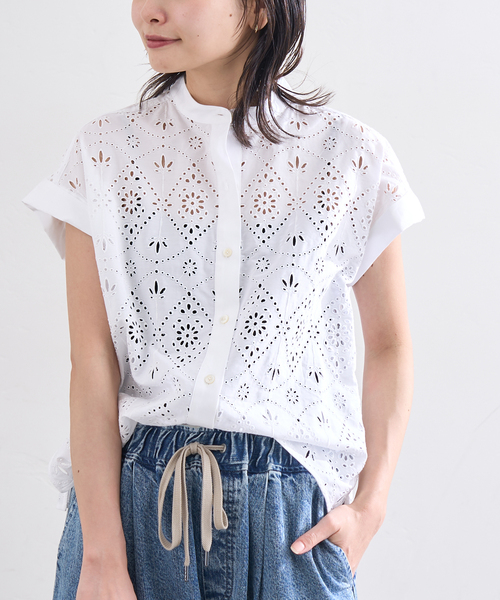 TICCA(ティッカ)の「別注【TICCA / ティッカ】 レースフレンチシャツ JSP(シャツ/ブラウス・レディース・カーキ/チャコールグレー/ホワイト・FREE)」の12枚目の写真