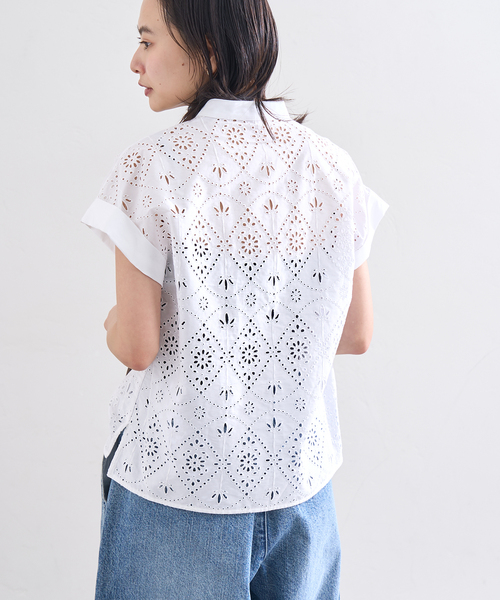 TICCA(ティッカ)の「別注【TICCA / ティッカ】 レースフレンチシャツ JSP(シャツ/ブラウス・レディース・カーキ/チャコールグレー/ホワイト・FREE)」の13枚目の写真