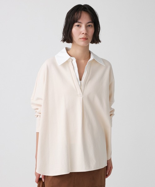 BABYLONE（バビロン）の「シャツドッキングカットソー（Tシャツ/カットソー・レディース・ライトベージュ/チャコール・フリー）」の2枚目の写真