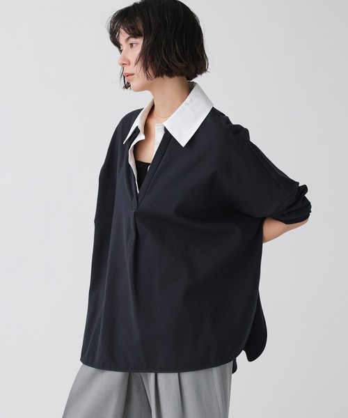 BABYLONE（バビロン）の「シャツドッキングカットソー（Tシャツ/カットソー・レディース・ライトベージュ/チャコール・フリー）」の4枚目の写真