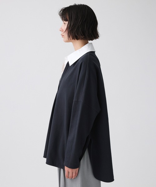 BABYLONE（バビロン）の「シャツドッキングカットソー（Tシャツ/カットソー・レディース・ライトベージュ/チャコール・フリー）」の15枚目の写真