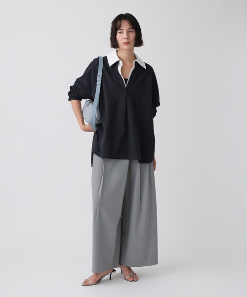 BABYLONE（バビロン）の「シャツドッキングカットソー（Tシャツ/カットソー・レディース・ライトベージュ/チャコール・フリー）」の6枚目の写真