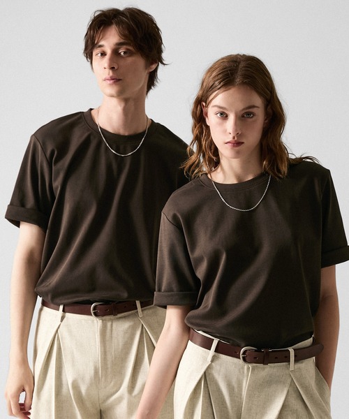 CLEL】Giza Cotton Crew Neck Short Sleeve T-Shirt / ギザコットン