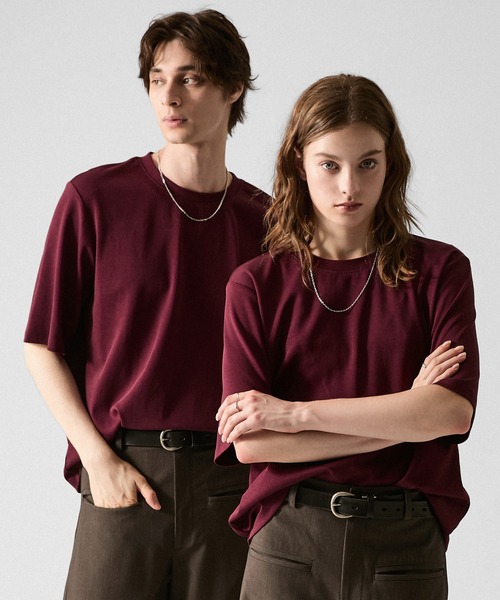 CLEL(クレイル)の「【CLEL】Giza Cotton Crew Neck Short Sleeve T-Shirt / ギザコットン クルーネック半袖Tシャツ(吸水速乾/綿100)(Tシャツ/カットソー・メンズ・チャコールグレー/ホワイト/グレイッシュベージュ/ブラック/グレー/ワインレッド/ダークブラウン・L/M/S/XS)」の7枚目の写真