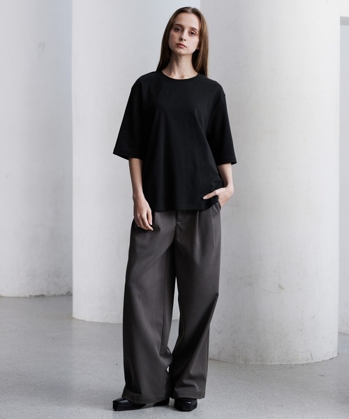 CLEL(クレイル)の「【CLEL】Giza Cotton Basic Short Sleeve T-Shirt / ギザコットン ベーシック半袖Tシャツ(Tシャツ/カットソー・メンズ・チャコールグレー/ホワイト/グレイッシュベージュ/ブラック/グレー・L/M/S/XS)」の14枚目の写真