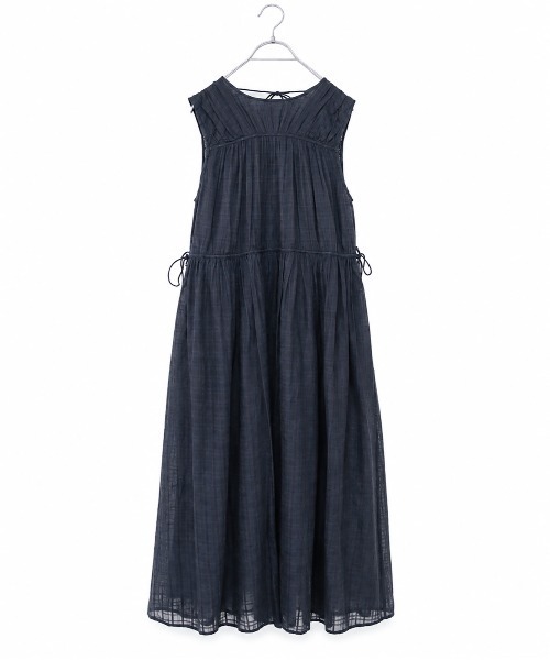 Marilyn Moon(マリリンムーン)の「sheer check 2way gathered dress(ワンピース・レディース・ネイビー/グレー/オフホワイト・FREE)」の3枚目の写真