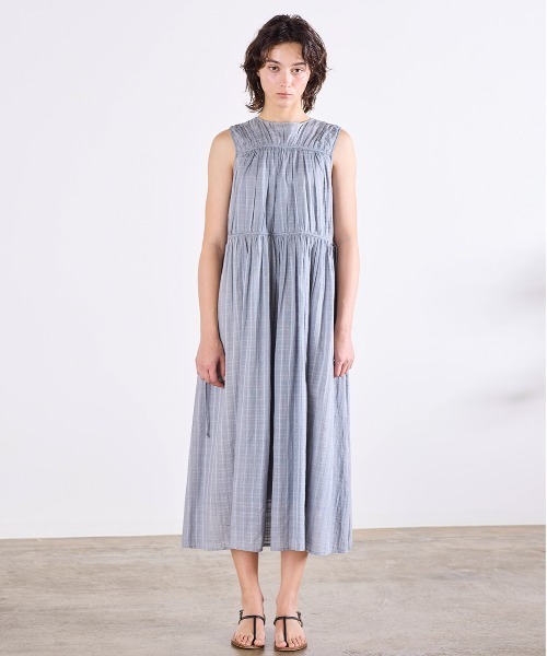 Marilyn Moon(マリリンムーン)の「sheer check 2way gathered dress(ワンピース・レディース・ネイビー/グレー/オフホワイト・FREE)」の8枚目の写真