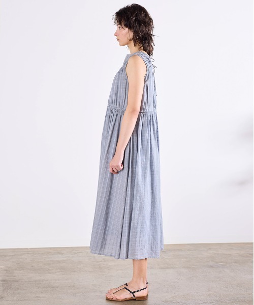 Marilyn Moon(マリリンムーン)の「sheer check 2way gathered dress(ワンピース・レディース・ネイビー/グレー/オフホワイト・FREE)」の9枚目の写真