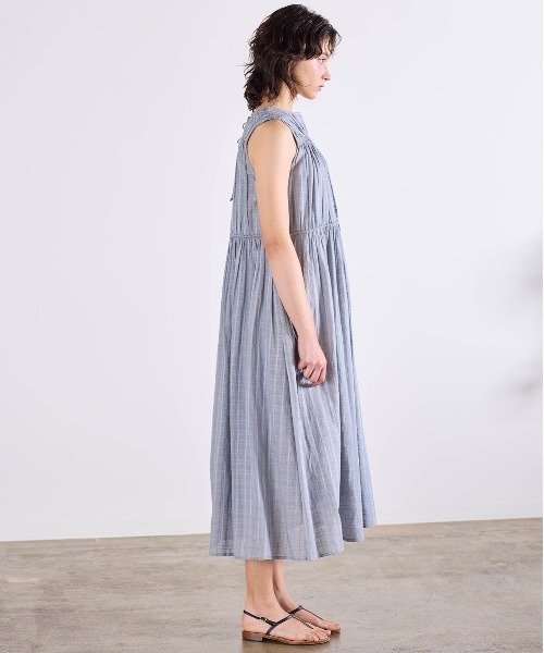 Marilyn Moon(マリリンムーン)の「sheer check 2way gathered dress(ワンピース・レディース・ネイビー/グレー/オフホワイト・FREE)」の10枚目の写真