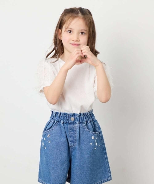 a.v.v（アーヴェヴェ）の「[120-160]袖リボンチュールテレコカットソー（Tシャツ/カットソー・キッズ・ホワイト/ブラック・160/150/120/130/140）」の3枚目の写真