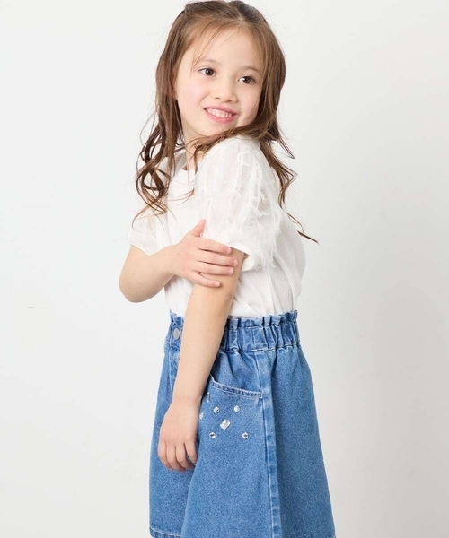 a.v.v（アーヴェヴェ）の「[120-160]袖リボンチュールテレコカットソー（Tシャツ/カットソー・キッズ・ホワイト/ブラック・160/150/120/130/140）」の4枚目の写真