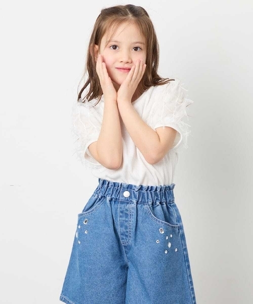 a.v.v（アーヴェヴェ）の「[120-160]袖リボンチュールテレコカットソー（Tシャツ/カットソー・キッズ・ホワイト/ブラック・160/150/120/130/140）」の5枚目の写真