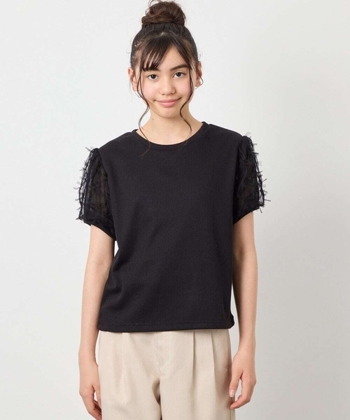 a.v.v（アーヴェヴェ）の「[120-160]袖リボンチュールテレコカットソー（Tシャツ/カットソー・キッズ・ホワイト/ブラック・160/150/120/130/140）」の11枚目の写真