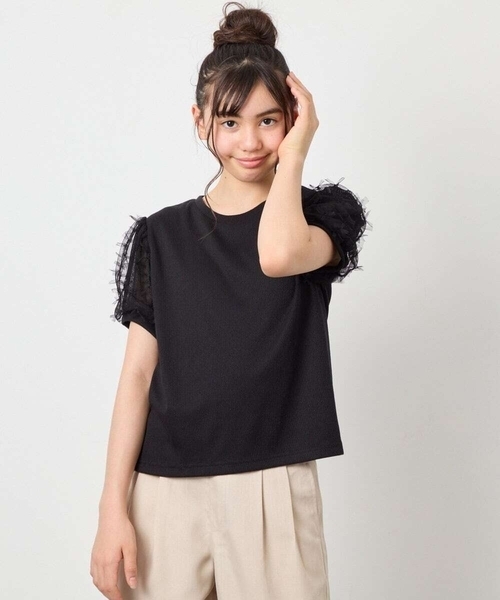 a.v.v（アーヴェヴェ）の「[120-160]袖リボンチュールテレコカットソー（Tシャツ/カットソー・キッズ・ホワイト/ブラック・160/150/120/130/140）」の13枚目の写真