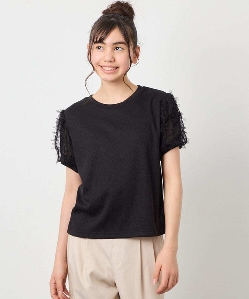 a.v.v（アーヴェヴェ）の「[120-160]袖リボンチュールテレコカットソー（Tシャツ/カットソー・キッズ・ホワイト/ブラック・160/150/120/130/140）」の16枚目の写真