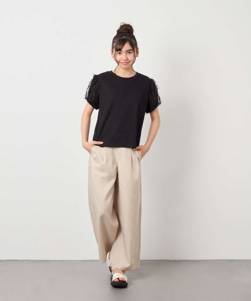 a.v.v（アーヴェヴェ）の「[120-160]袖リボンチュールテレコカットソー（Tシャツ/カットソー・キッズ・ホワイト/ブラック・160/150/120/130/140）」の18枚目の写真