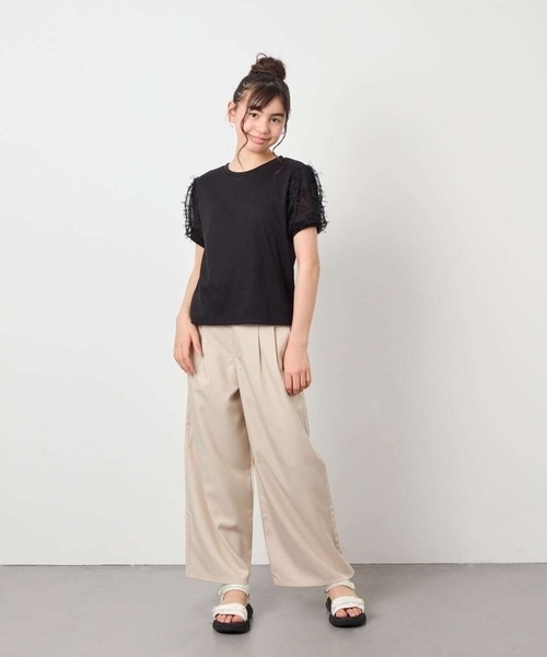 a.v.v（アーヴェヴェ）の「[120-160]袖リボンチュールテレコカットソー（Tシャツ/カットソー・キッズ・ホワイト/ブラック・160/150/120/130/140）」の19枚目の写真