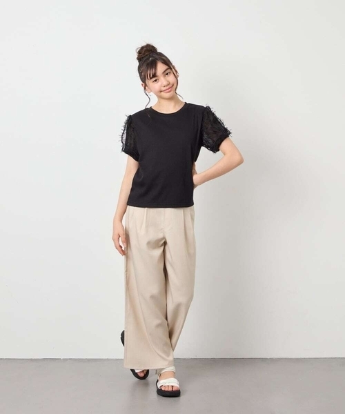 a.v.v（アーヴェヴェ）の「[120-160]袖リボンチュールテレコカットソー（Tシャツ/カットソー・キッズ・ホワイト/ブラック・160/150/120/130/140）」の22枚目の写真