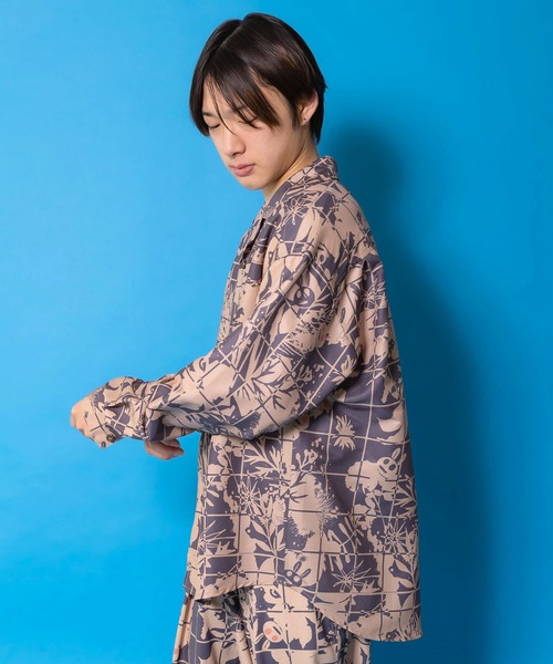 ScoLar Parity(スカラーパリティ)の「361114:メルヘン恐竜柄orレトロ障子柄 シャツ(シャツ/ブラウス・レディース・ブルー/チャコールグレー・M)」の7枚目の写真