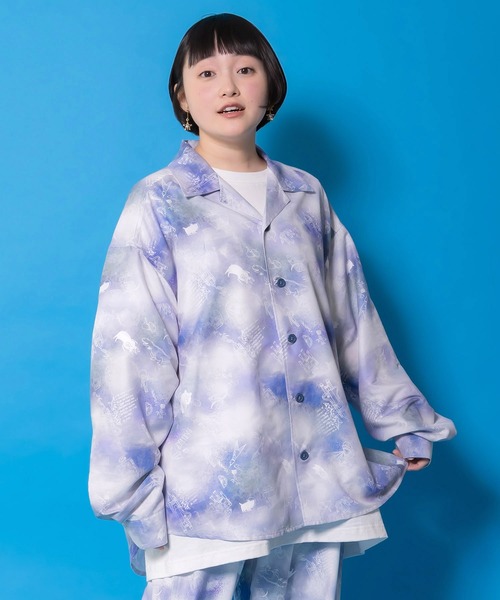 ScoLar Parity(スカラーパリティ)の「361114:メルヘン恐竜柄orレトロ障子柄 シャツ(シャツ/ブラウス・レディース・ブルー/チャコールグレー・M)」の12枚目の写真