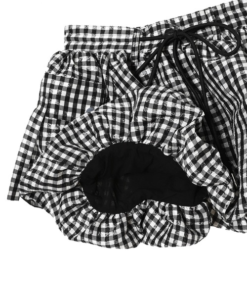 GANNI（ガニー）の「Crinkled Taffeta Check Mini Bu W0465（スカート・レディース・ブラック・34）」の7枚目の写真