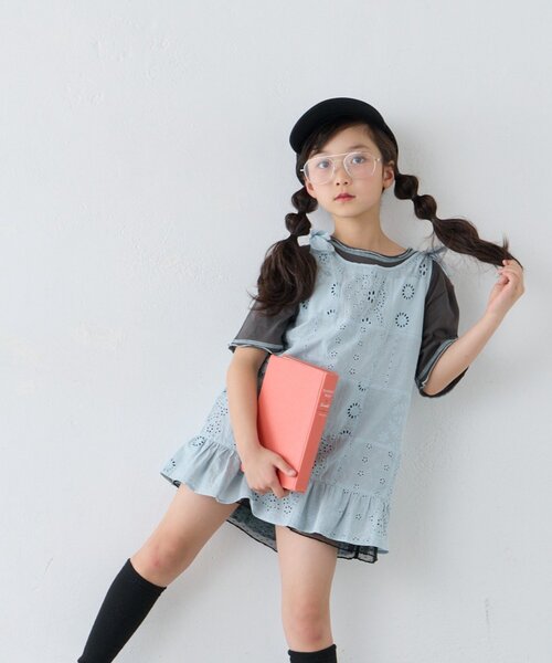 CIAOPANIC TYPY(チャオパニックティピー)の「【KIDS】【India】パッチワークレースチュニック(チュニック・キッズ・ホワイト/サックスブルー/ブラック・150/130/110)」の7枚目の写真