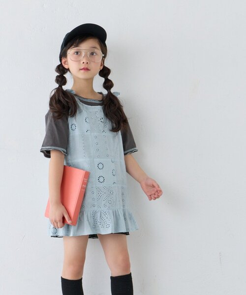 CIAOPANIC TYPY(チャオパニックティピー)の「【KIDS】【India】パッチワークレースチュニック(チュニック・キッズ・ホワイト/サックスブルー/ブラック・150/130/110)」の8枚目の写真