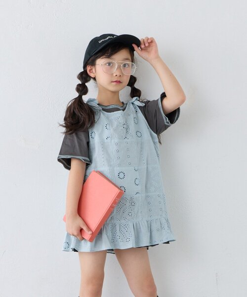 CIAOPANIC TYPY(チャオパニックティピー)の「【KIDS】【India】パッチワークレースチュニック(チュニック・キッズ・ホワイト/サックスブルー/ブラック・150/130/110)」の11枚目の写真