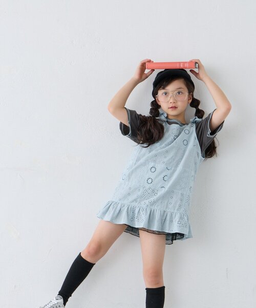 CIAOPANIC TYPY(チャオパニックティピー)の「【KIDS】【India】パッチワークレースチュニック(チュニック・キッズ・ホワイト/サックスブルー/ブラック・150/130/110)」の12枚目の写真