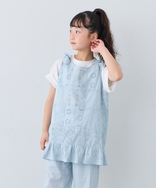 CIAOPANIC TYPY(チャオパニックティピー)の「【KIDS】【India】パッチワークレースチュニック(チュニック・キッズ・ホワイト/サックスブルー/ブラック・150/130/110)」の14枚目の写真