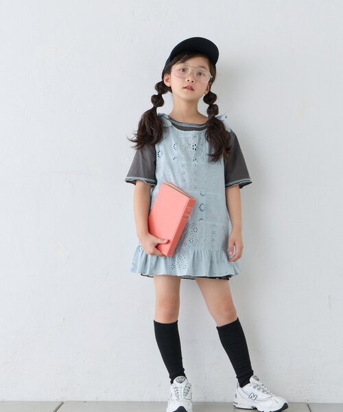 CIAOPANIC TYPY（チャオパニックティピー）の「【KIDS】【India】パッチワークレースチュニック（チュニック・キッズ・ホワイト/サックスブルー/ブラック・150/130/110）」の12枚目の写真