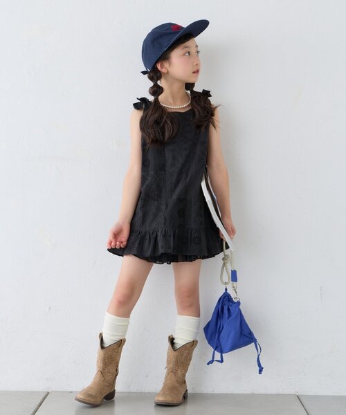 CIAOPANIC TYPY（チャオパニックティピー）の「【KIDS】【India】パッチワークレースチュニック（チュニック・キッズ・ホワイト/サックスブルー/ブラック・150/130/110）」の13枚目の写真