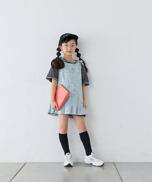 CIAOPANIC TYPY（チャオパニックティピー）の「【KIDS】【India】パッチワークレースチュニック（チュニック・キッズ・ホワイト/サックスブルー/ブラック・150/130/110）」の14枚目の写真