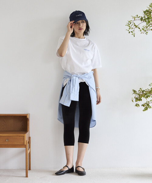 AMERICANA（アメリカーナ）の「Americana/アメリカーナ 別注 丸胴 ラフィー天竺 ロゴプリントTEE / リラックスフィット バックプリント半袖Tシャツ（Tシャツ/カットソー・レディース・オフホワイト/チャコールグレー/ネイビー/ブラウン・ONE SIZE）」の12枚目の写真