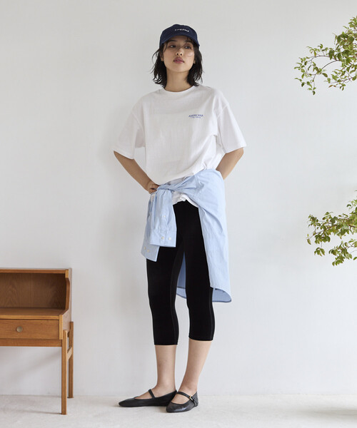 AMERICANA（アメリカーナ）の「Americana/アメリカーナ 別注 丸胴 ラフィー天竺 ロゴプリントTEE / リラックスフィット バックプリント半袖Tシャツ（Tシャツ/カットソー・レディース・オフホワイト/チャコールグレー/ネイビー/ブラウン・ONE SIZE）」の13枚目の写真