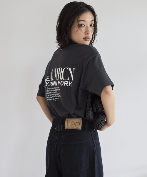 AMERICANA（アメリカーナ）の「Americana/アメリカーナ 別注 丸胴 ラフィー天竺 ロゴプリントTEE / リラックスフィット バックプリント半袖Tシャツ（Tシャツ/カットソー・レディース・オフホワイト/チャコールグレー/ネイビー/ブラウン・ONE SIZE）」の18枚目の写真