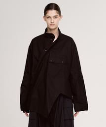 ASPARAGUS（アスパラガス）の「アシンメトリカルマルチボタンポケットシャツ_ブラック（シャツ/ブラウス）」