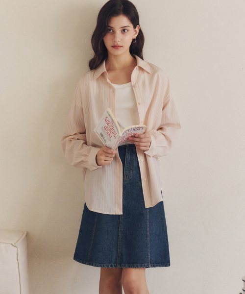 ZEROSTREET（ゼロストリート）の「サンドストライプシャツ / ピンクベージュ（シャツ/ブラウス・レディース・ピンクベージュ・F）」の3枚目の写真