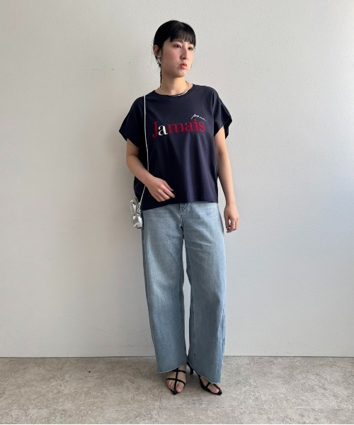 LHELBIE(レルビエ)の「パール+ロゴボックスTシャツ(Tシャツ/カットソー・レディース・ネイビー/オフホワイト/チャコールグレー・M)」の19枚目の写真